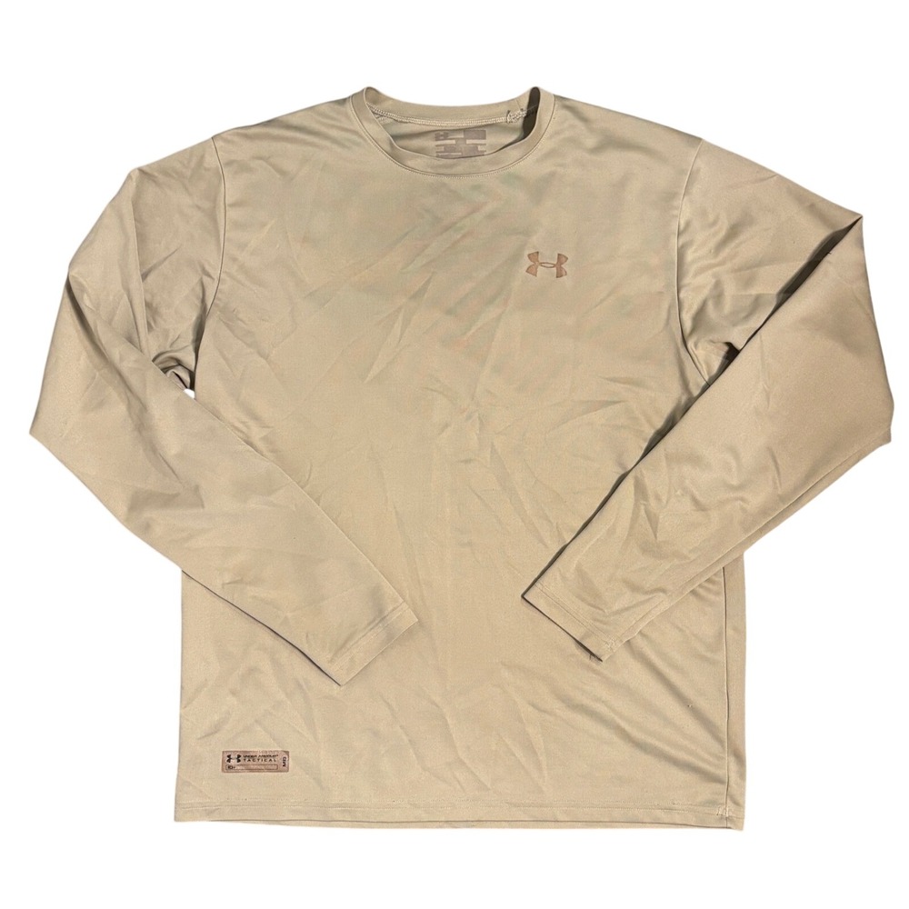 Under Armour Tactical Shirt Size Medium Tan Long Sleeve HeatGear Base Layer